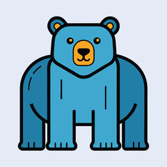 Stylized blue bear illustration with black outlines and minimal detail aesthetic