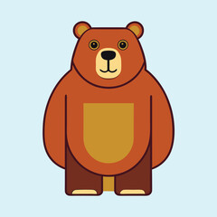 Cartoon Bear Illustration with Simple Shapes on a Light Blue Background