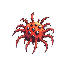 Virus 2D flat vector illustration, isolated on a white background.