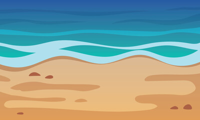 Sea and beach. Vector illustration. Summer background.