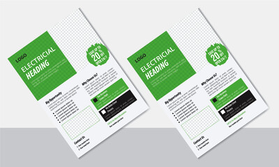 Electrical service editable flyer or poster template design, Electrician and electrical services company promotional advertisement flyer, leaflet. Professional Electrical Services Template Design.