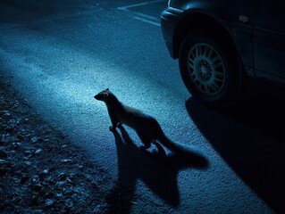 Stone Marten Approaching Parked Car