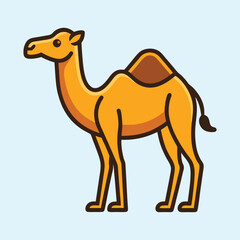 Stylized Camel Standing Proudly Against a Light Blue Background Ready for Adventure