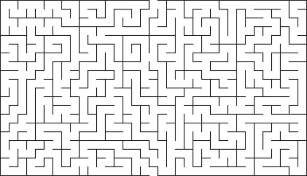 Complex Rectangular Maze Puzzle Paths, Walls, and a Solution