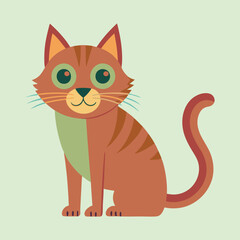 Delightful Cartoon Cat with Striking Eyes and Playful Design Elements