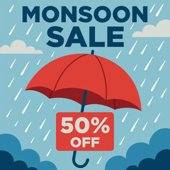Monsoon Sale Illustration Vector Template