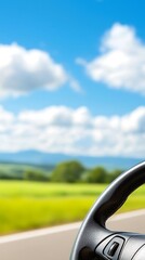 Car driving through countryside