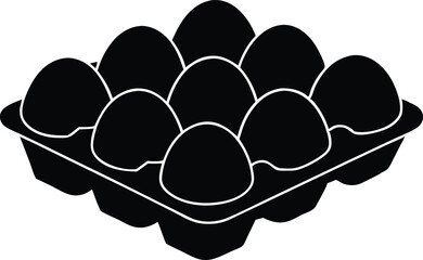 egg carton with brown eggs silhouette vector