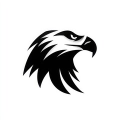 Fototapeta premium An eagle head silhouette in a simple monochrome design, ideal for emblem creation
