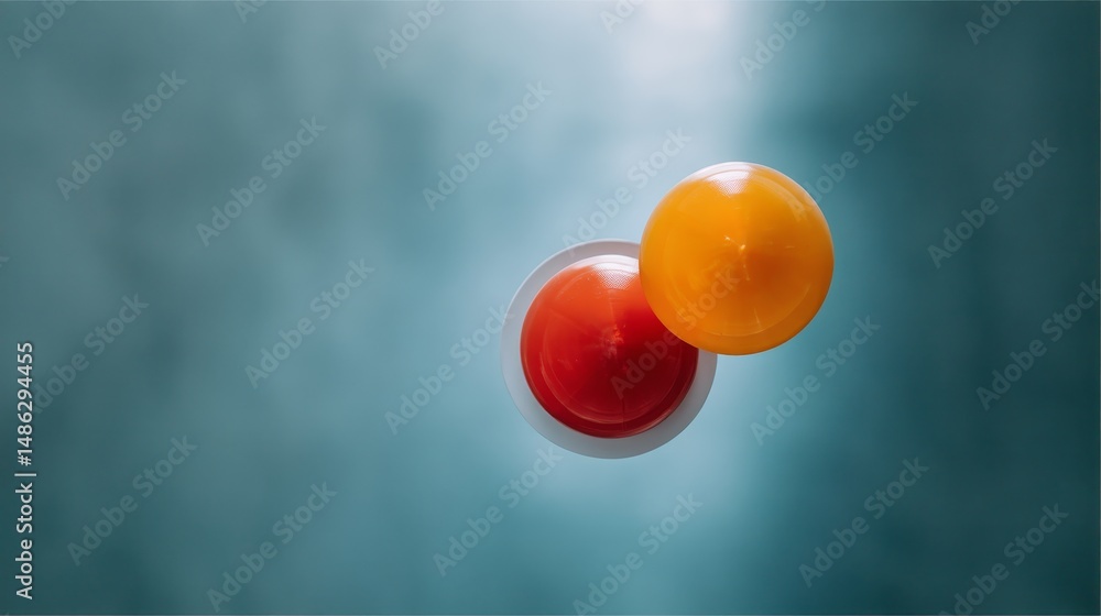 Poster close-up view of a minimalist traffic light highlighting red and yellow lights. the image evokes fee