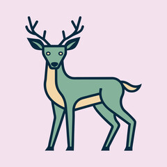 Illustration of a deer with antlers in a minimalist geometric style