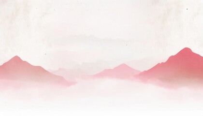 Obraz premium minimal red ink wash mountain landscape for website background, poster design, branding graphic, or tranquil print decor in asian watercolor style