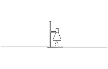 Lab flask continuous one line drawing. Laboratory glass equipment sign, Scientific Laboratory Erlenmeyer Flasks, One Line Drawing, Chemistry Experiment.
