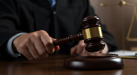 Judge Using Gavel in Court