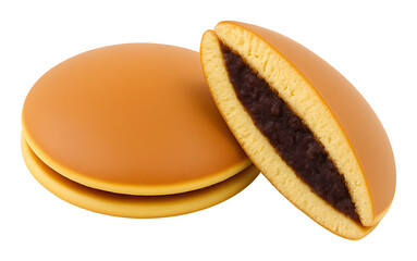 dorayaki filled with red bean paste, japanese pancakes with filling, snack, isolated, extracted on transparent background, png file