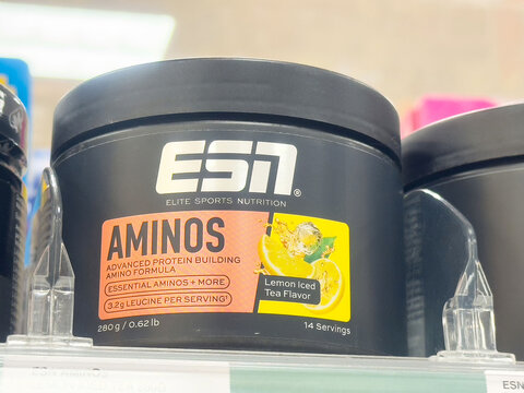 Esn aminos lemon iced tea supplement with bcaa and leucine for muscle support