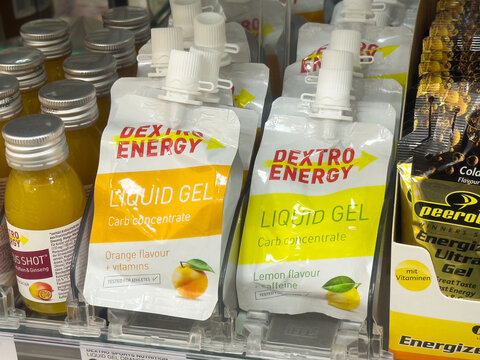 Dextro energy liquid gel carb concentrate in orange and lemon flavor