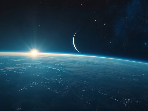 Sunrise over Earth from space