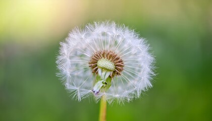 Fototapeta premium Closeup of a White Dandelion Seed Head Against a Soft Blurred Background