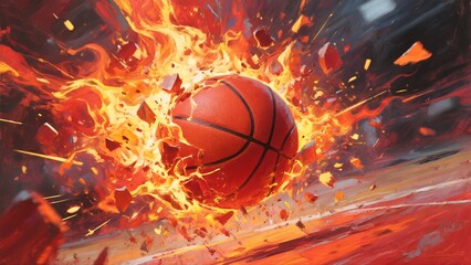 “Disintegrating Basketball in Fiery Particles: Abstract Energy and Motion”


