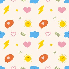 seamless pattern with hearts and flowers