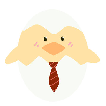 Cute yellow chick with cracked easter egg.
