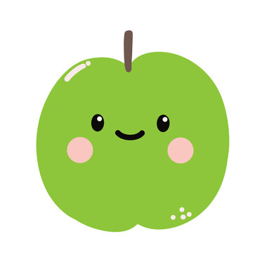 Cute Green Apple Smile Cartoon