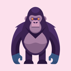 Stylized Gorilla Standing Proudly with Geometric Shapes and Bold Color Palette