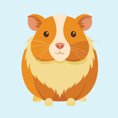 Cute cartoon guinea pig with fluffy fur and a happy expression