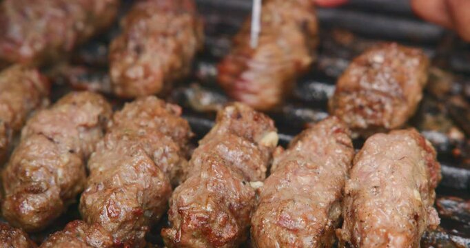 close-up barbecue cevapcici