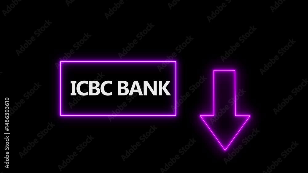 Poster arrow bouncing slide to down. arrow pointing to icbc bank way. animated arrow icon pointing with pin