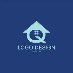 Q house icon letter logo, Q letter logo design, Q monogram logo, Q corporate logo, Q creative logo, Q business logo