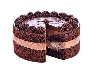 schokokuchen isoliert auf weißen hintergrund