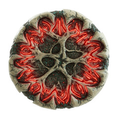 Glowing red circular core isolated on transparent background
