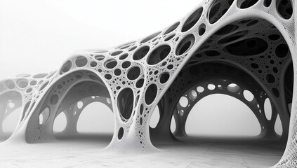 Obraz premium 曲線構造の近未来建築 / Futuristic architecture with curved design