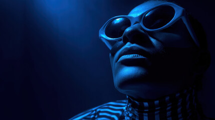 Neon reflections dance upon skin in a vibrant techno rave atmosphere beneath the ultraviolet glow, creating a futuristic aesthetic of deep contrast and energy