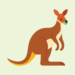 Cartoon kangaroo standing tall with a light green background illustration