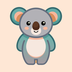 Cartoon Koala Illustration with Clean Lines on a Pale Background