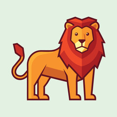 Stylized Geometric Lion Illustration with Bold Outlines and Warm Colors