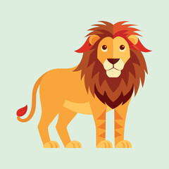 Geometric Style Illustration of a Lion Standing Tall with a Calm Expression
