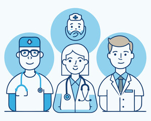 Flat Design Medical and Healthcare Professional Vector Set – Doctors, Nurses, and Patients in Clinical and Telehealth Settings, Modern Hospital Staff Illustrations for Medical Apps and Web Design.