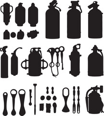 Fototapeta premium Silhouette Fire Extinguisher Collection: Vector Illustration Set