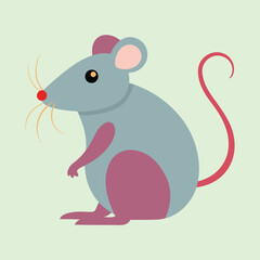 Stylized cartoon gray mouse with pink accents and light green background