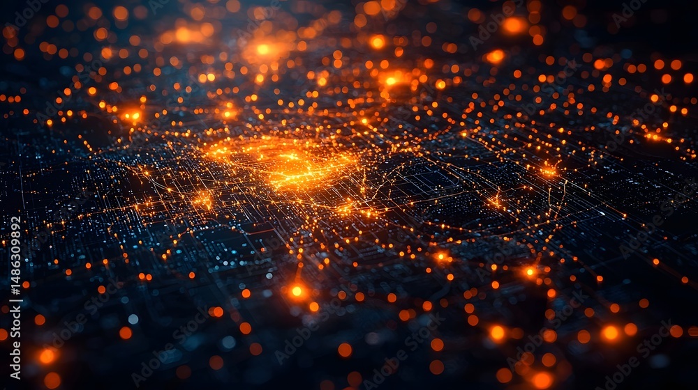 Aufkleber a digital network of interconnected data and technology