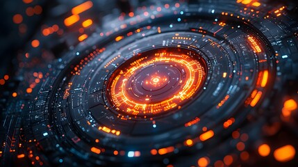 Swirling digital data visualization with luminous energy patterns