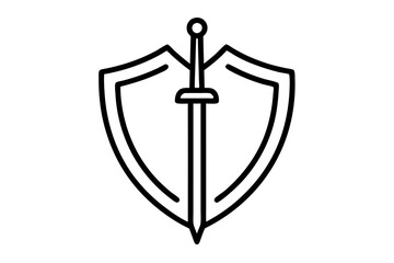 Medieval sword and shield vector drawing