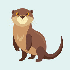 Cartoon otter sitting upright on its hind legs looking cute illustration
