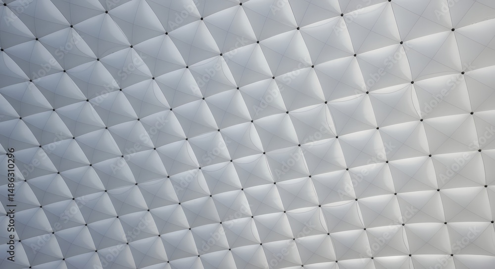 Poster modern architectural fabric structure: abstract white ceiling design with geometric pattern and blac