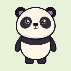 Adorable Cartoon Panda Illustration Standing on a Pale Green Background, Cute Animal