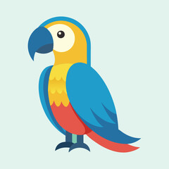 Colorful vector illustration of a cute macaw parrot against a pastel background